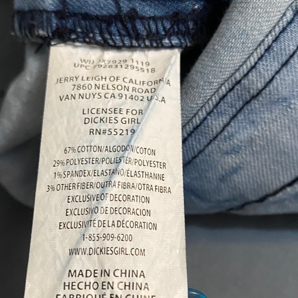 Dickies Blue and White Tie-Dye Denim Short Overalls - Picture 8 of 8